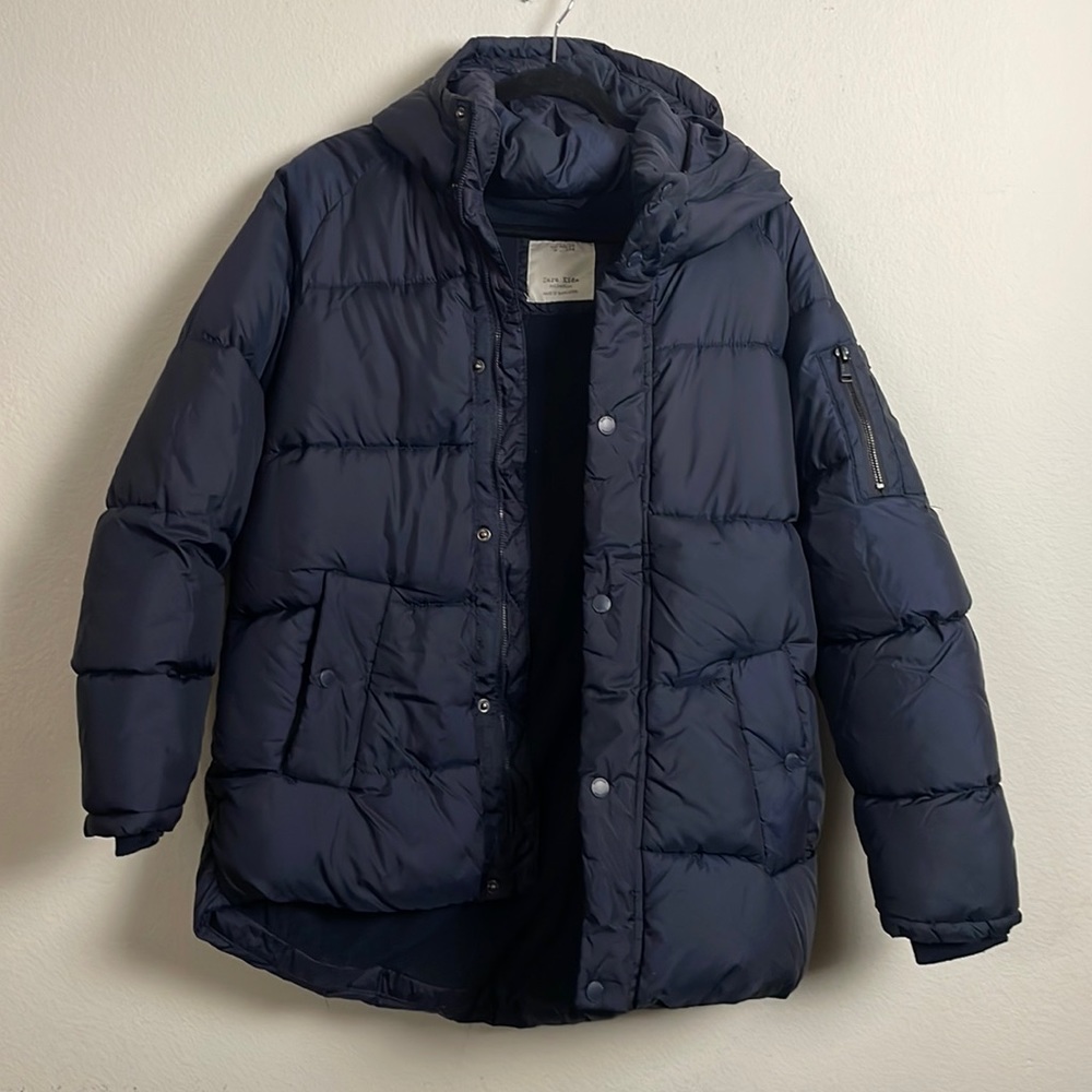 Zara kids puffer navy blue jacket with hood